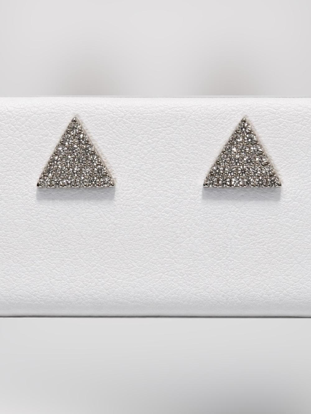 Solid 14k White Gold Triangular Pavé Diamond Stud Earrings Fine Jewelry